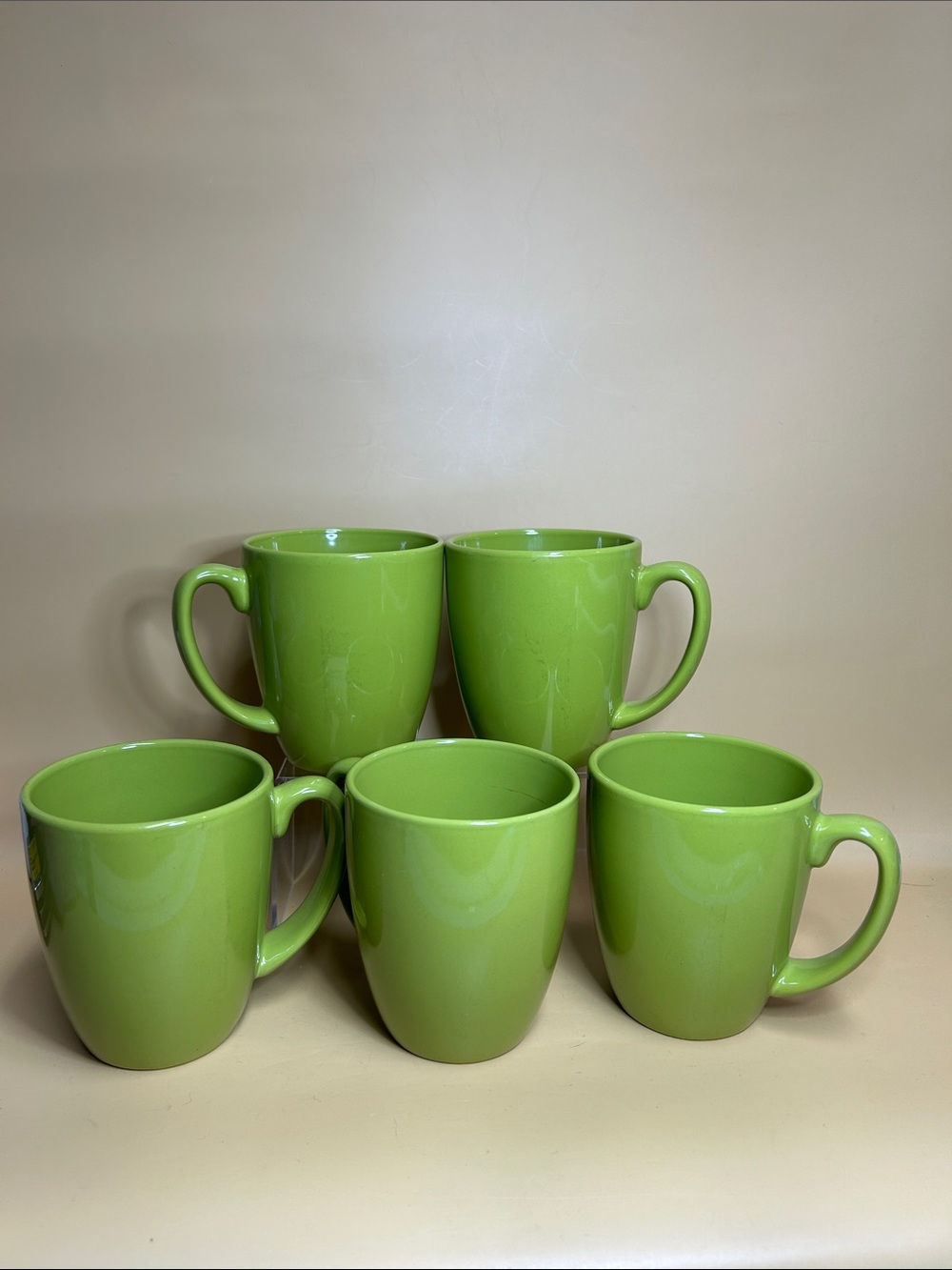 Corelle Stoneware Coffee Mugs Lime Green set of 5